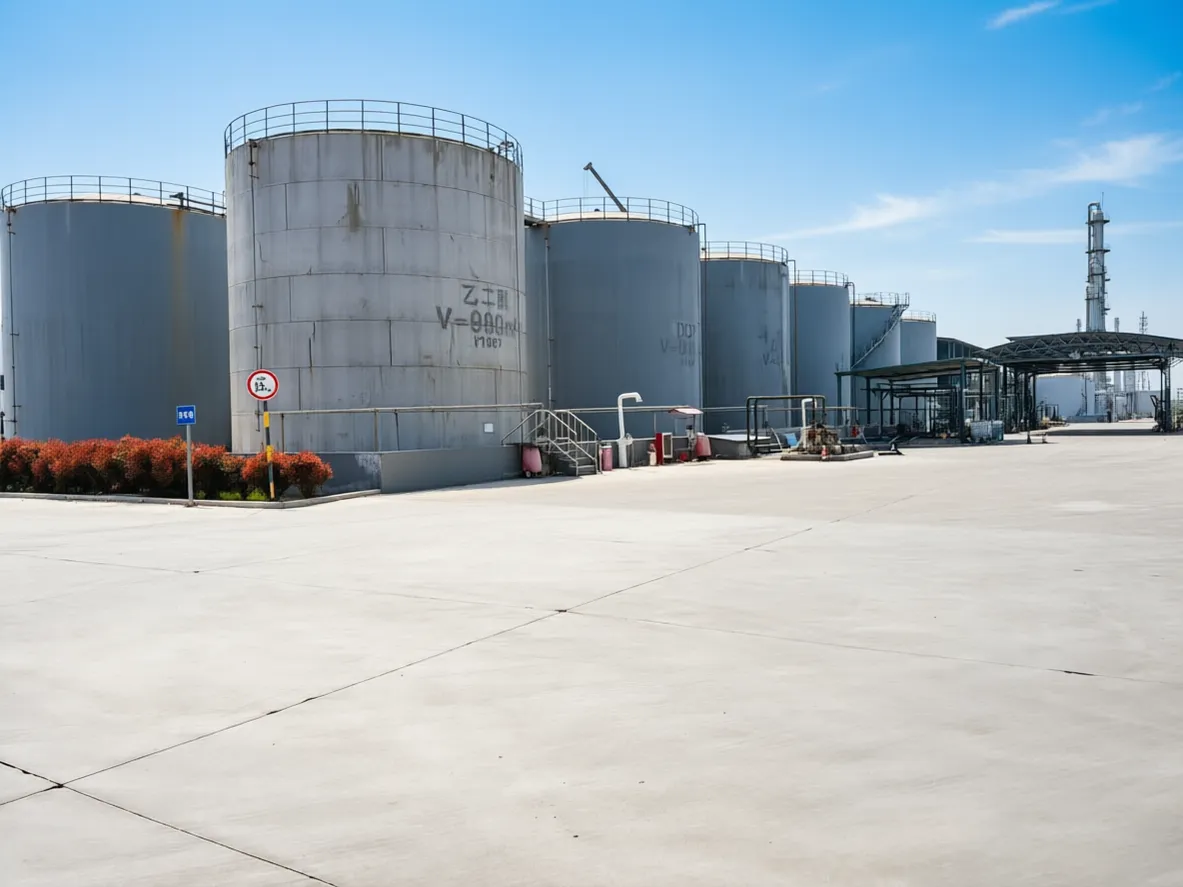 Large-scale industrial storage tank area - Multiple DOTP storage containers at Wansheng facility