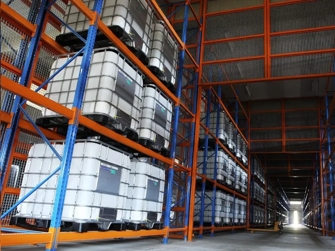 Modern warehouse facility with organized storage of chemical products